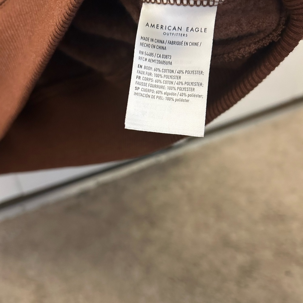 Vintage Y2K American Eagle Outfitters Rust Sherpa Collar Button Pullover - Picture 4 of 5